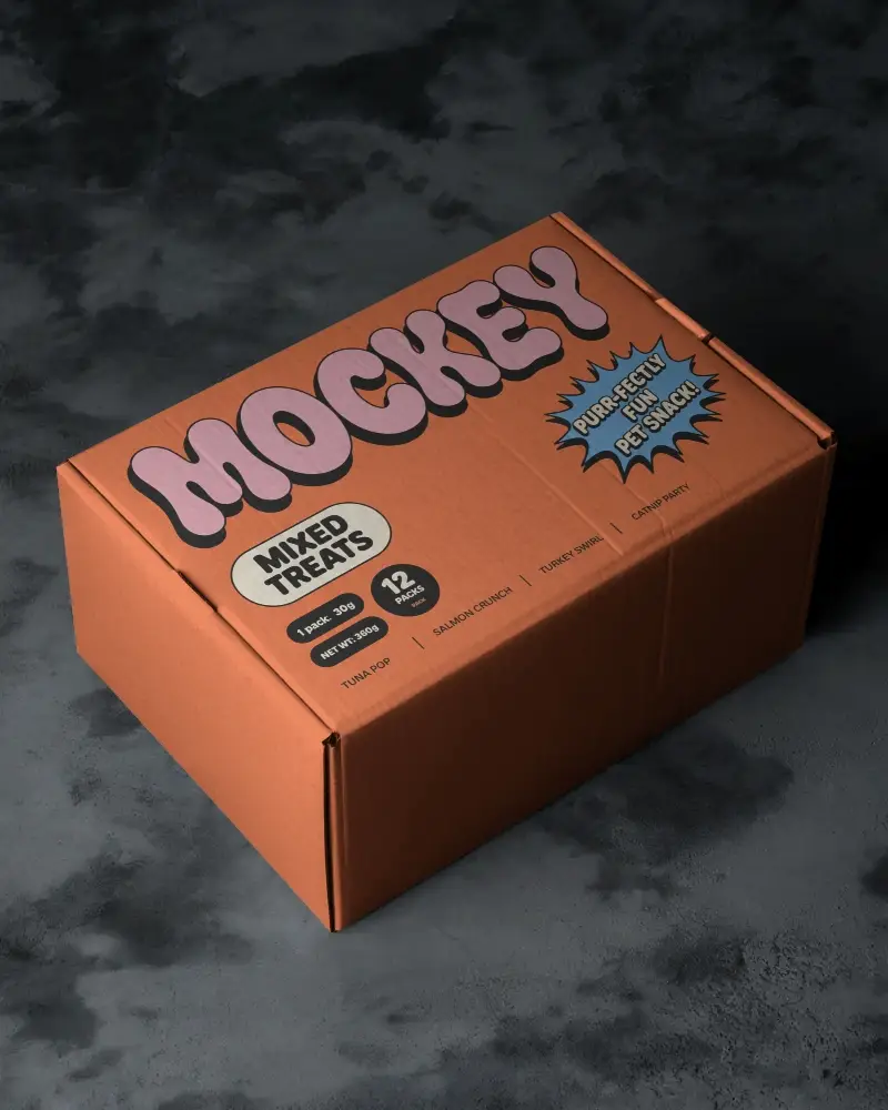 Matte Cardboard Box Mockup On Dark Stone Surface With Dramatic Lighting For Elegant Packaging