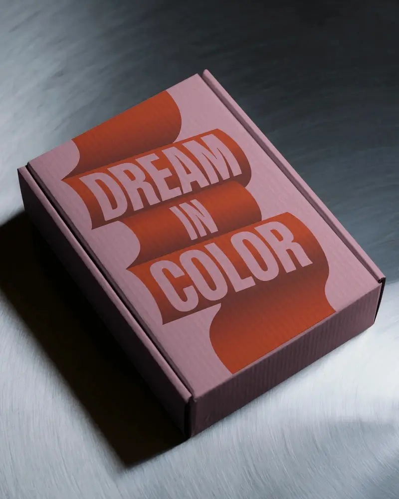 Sleek Cardboard Box Mockup On Metallic Surface With Shadow Play For Premium Product Showcase