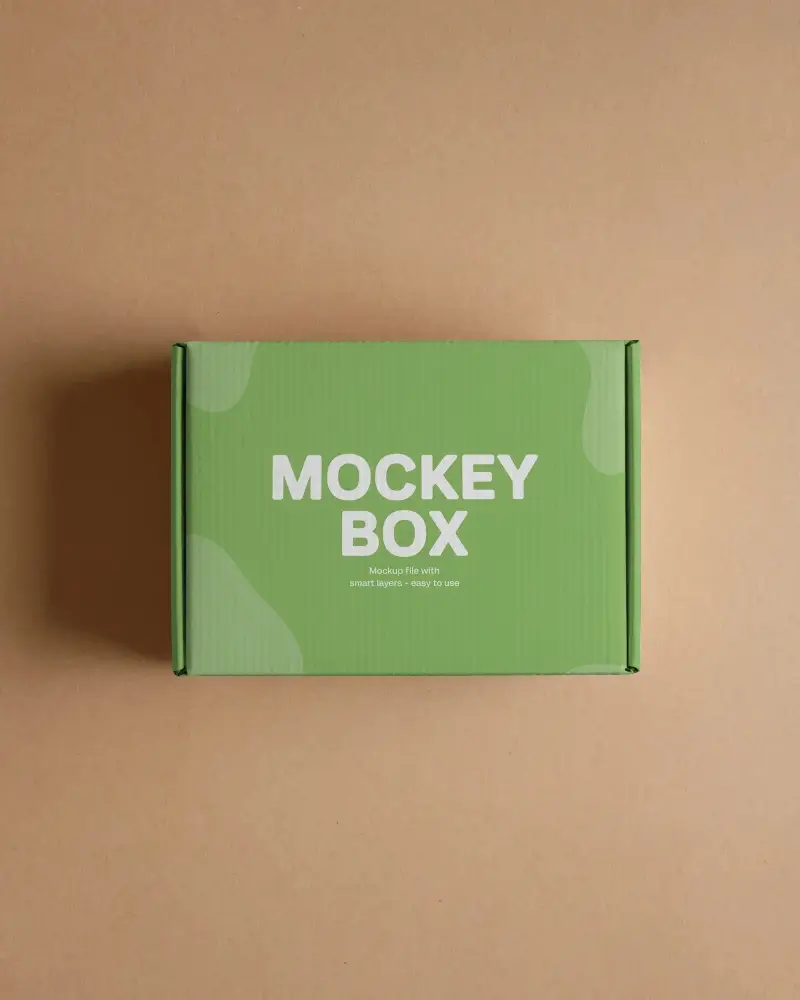 Top View Mailer Box Mockup On Brown Background With Clean Lines For Elegant Brand Packaging