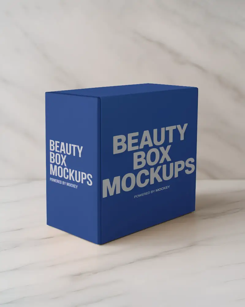 Premium Cuboid Box Mockup On Marble Surface For Luxury Packaging And Modern Presentation
