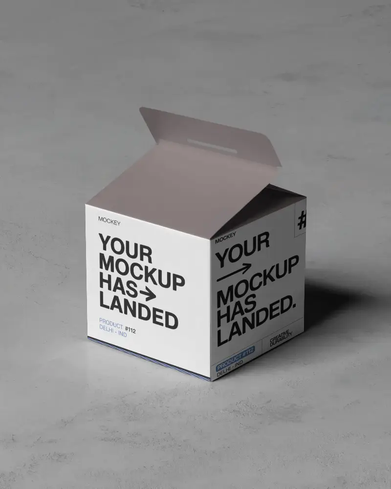 Product Packaging Box Mockup Opened Flap Showcasing Minimalistic Modern Design