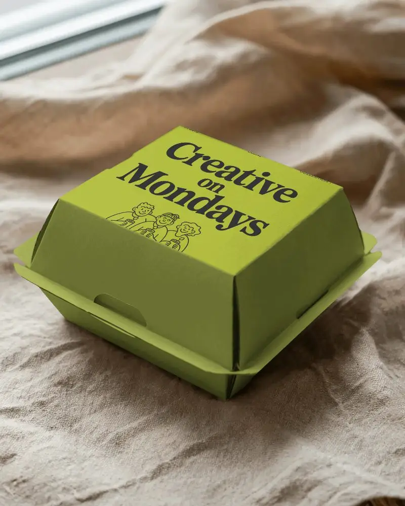 Eco Friendly Recyclable Food Packaging Box Mockup For Sustainable Brand Presentation