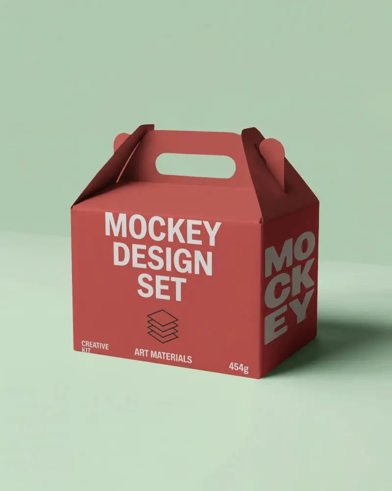 Custom Carry Box Packaging Mockup With Handle For Easy Transport And Secure Product Protection