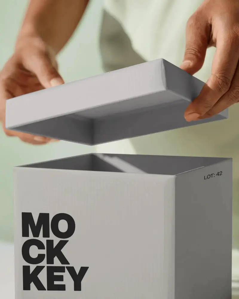 Premium Rigid Box Mockup With Detachable Lid For Luxury Packaging Design Templates