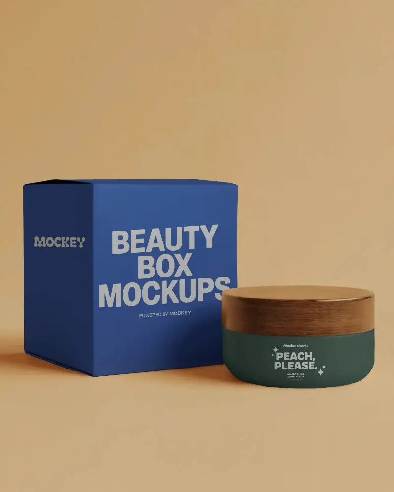 Luxury Skincare Jar With Minimalistic Lid And Simple Packaging Box Mockup