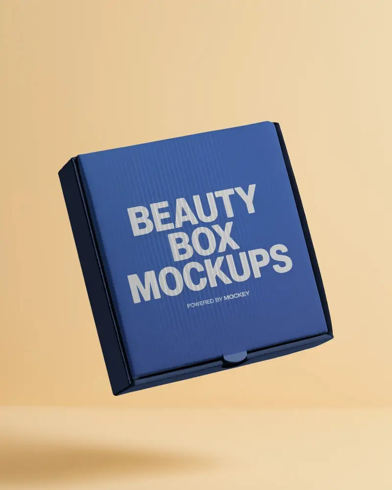 Premium Quality Floating Box Mockup With Vertical Lined Pattern And Unique Edge Flap