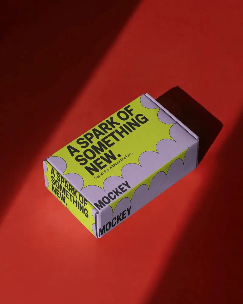 Luxe Red Studio Box Mockup Elegant Mailer Cast In Dramatic Directional Light