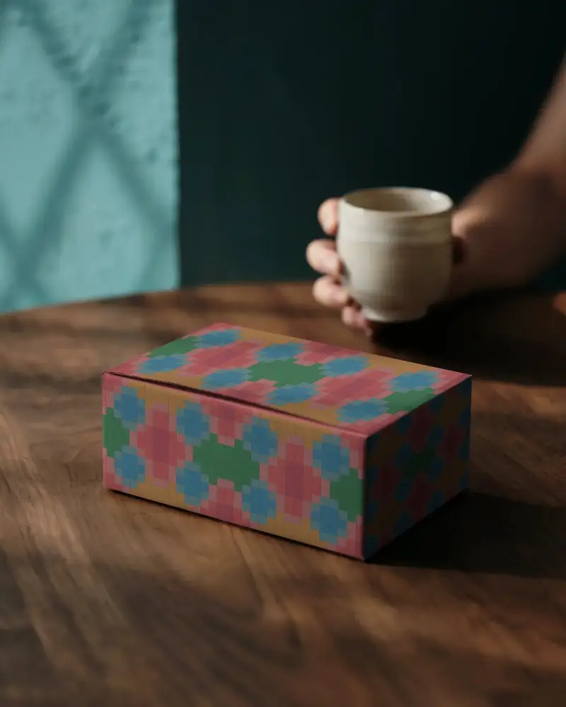 Minimalistic Plain Box Mockup On Wooden Surface For Product Packaging And Brand Presentation