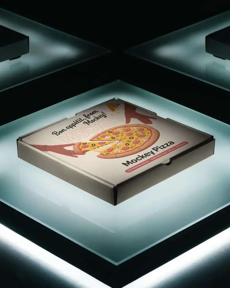 Sleek Minimalist Square Box Mockup With Reflective Surface And Modern Lighting Effect