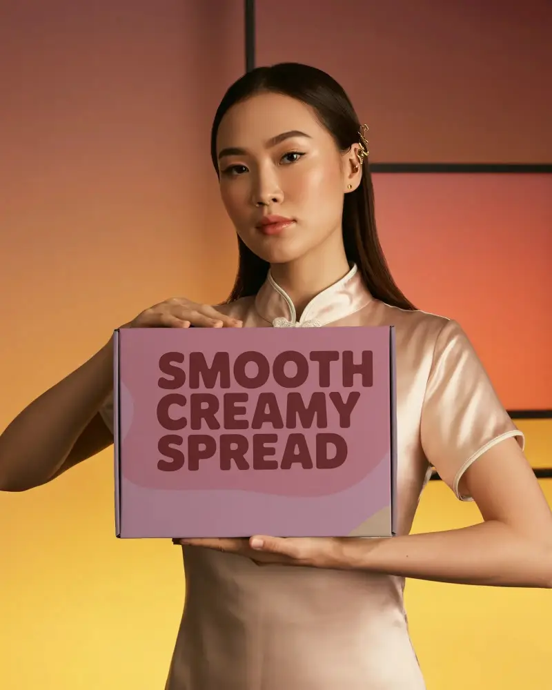 Woman Holding Large Plain Box Packaging Mockup For Product Display Presentation