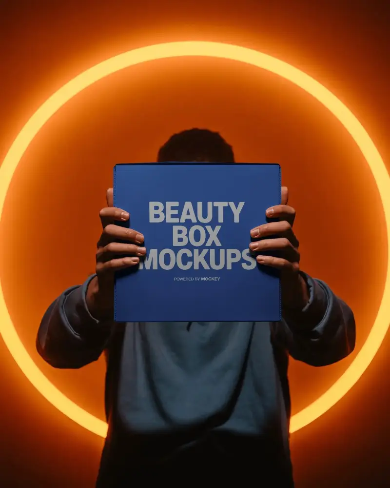 Luminous Halo Ring Box Mockup With Dramatic Backlit Glow And Bold Centered Product Presentation