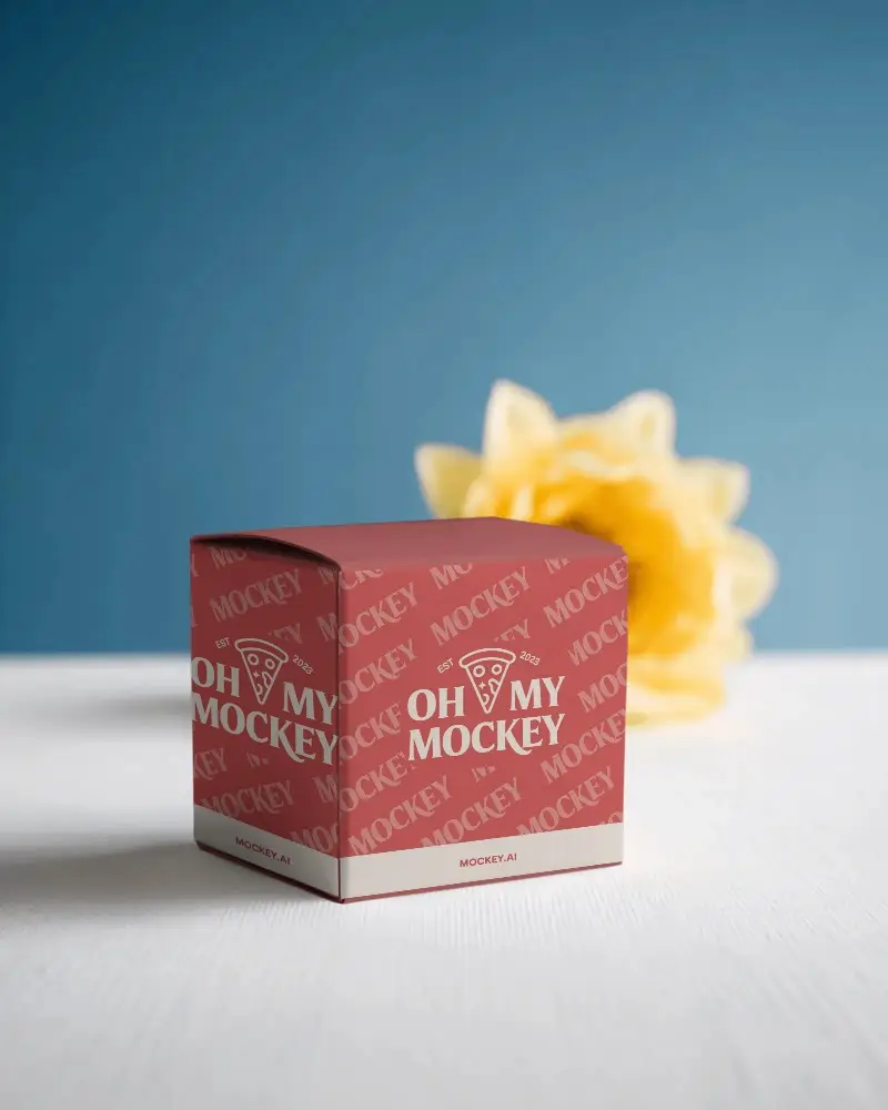 Sturdy Compact Gift Box Mockup For Personalized Label Designs And Promotional Packaging