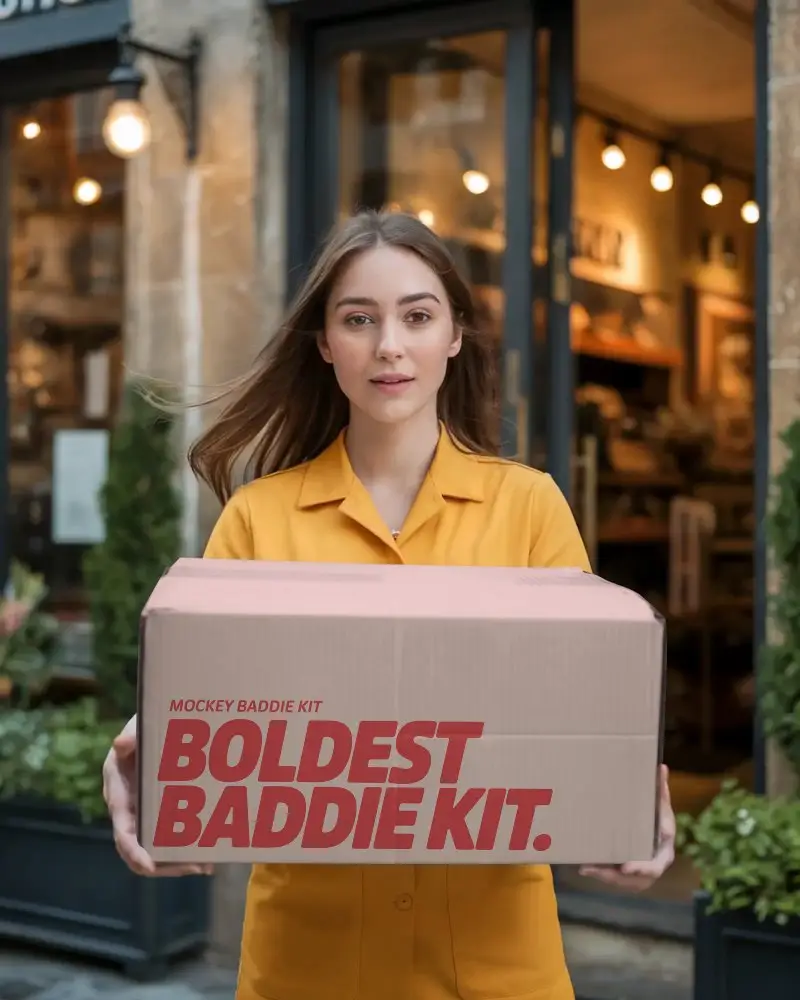 Person Carrying Box Mockup For Product Promotion Or Brand Packaging View