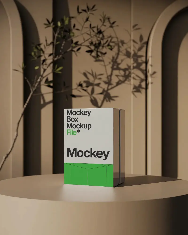 Modern Minimalist Vertical Box Mockup For Product Packaging Showcase With Shadow Background