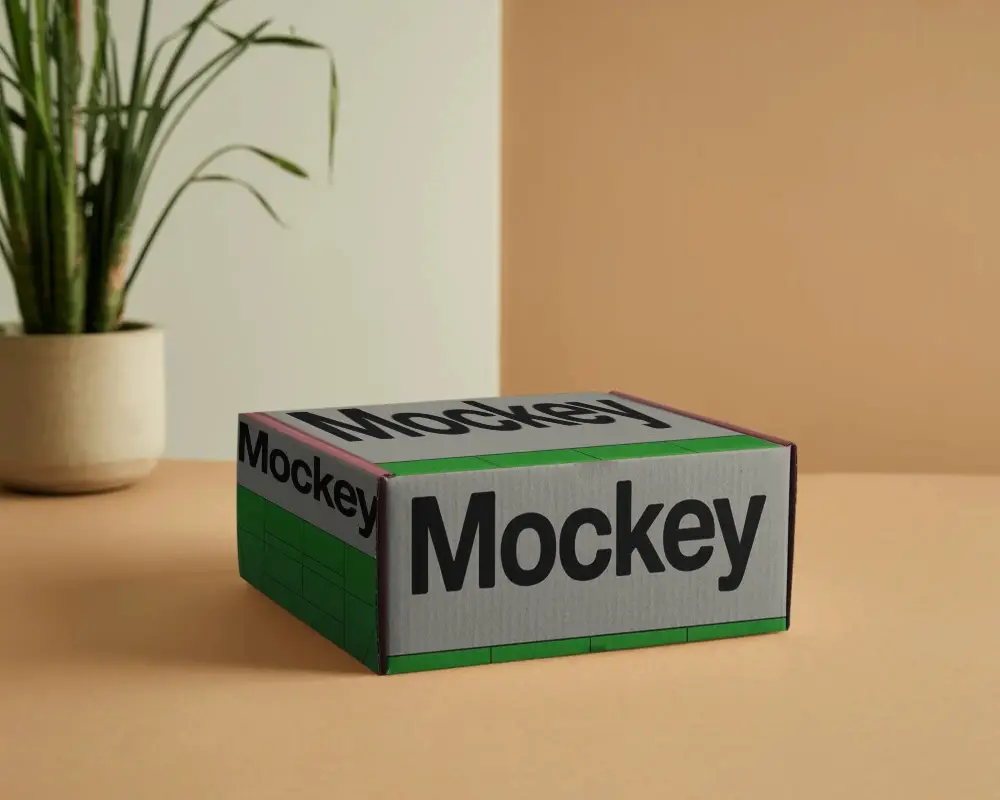 Minimalist Rectangular Corrugated Box Mockup For Ecommerce And Branding Presentation