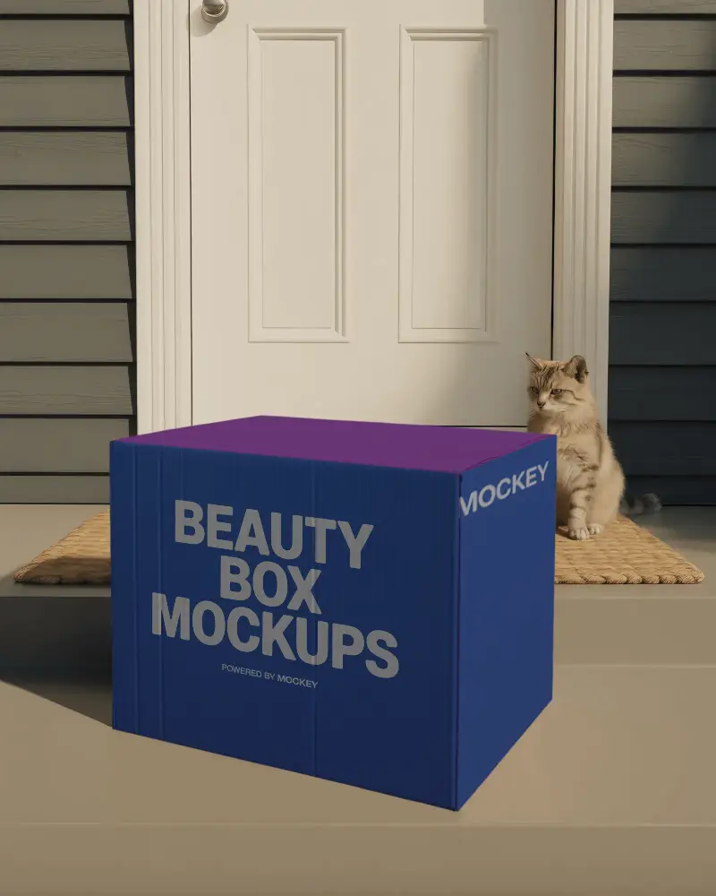 Sturdy Plain Corrugated Box Mockup For Shipping And Packaging Design Presentation Use