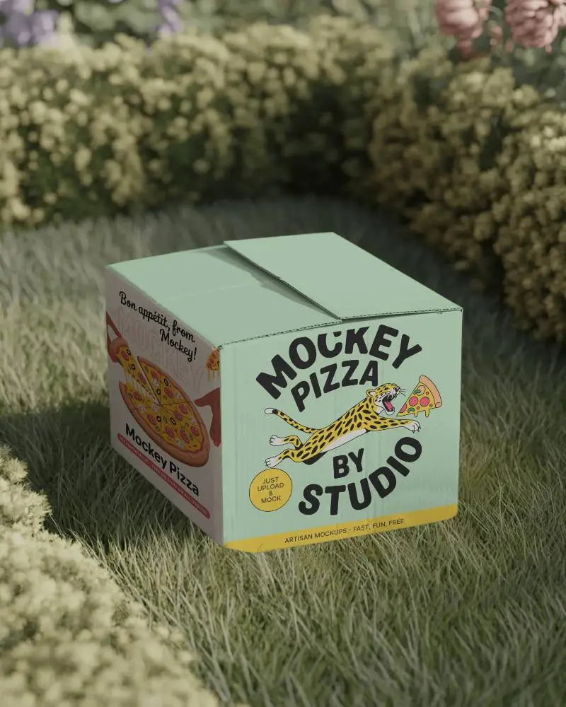 Eco Friendly Decorative Cardboard Box Mockup With Flap Lid Closed Position