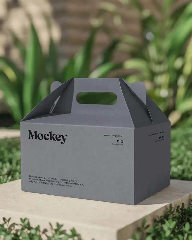 Portable Carry Box Mockup With Handle For Easy Transport And Custom Packaging Design