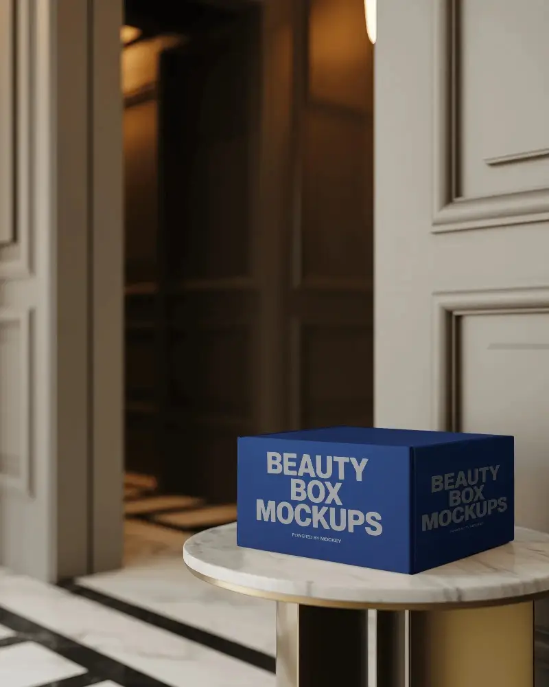 Luxury Packaging Box Mockup On Marble Table Ideal For Branding And Retail Product Display