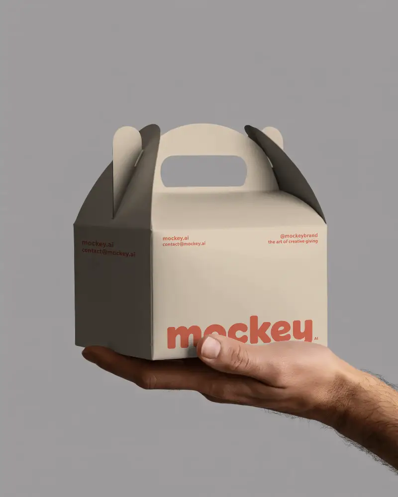 Compact Carry Box Mockup For Food Or Gift Packaging With Easy Carry And Secure Closure Flap