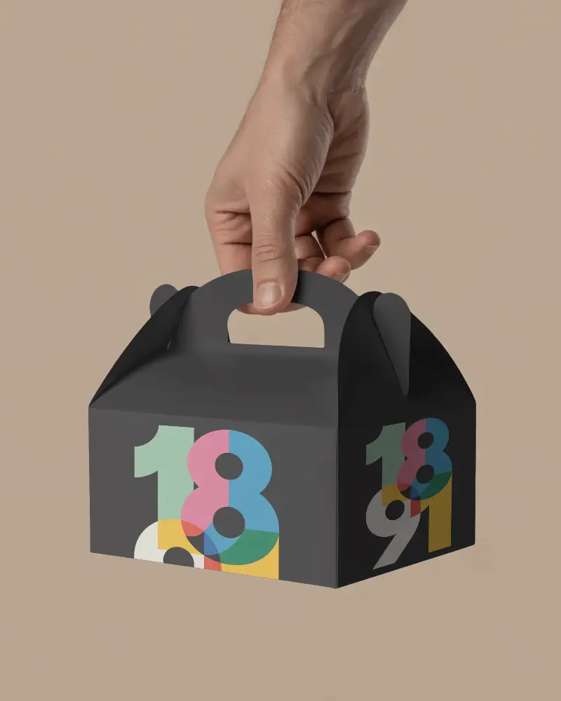 Compact Carry Handle Box Mockup For Elegant Packaging Of Cakes Desserts And Gourmet Treats