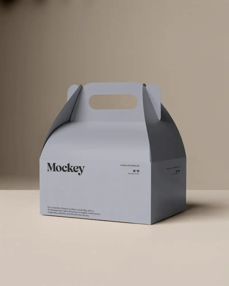 Food Packaging Box Mockup With Unique Top Handle For Branding Projects