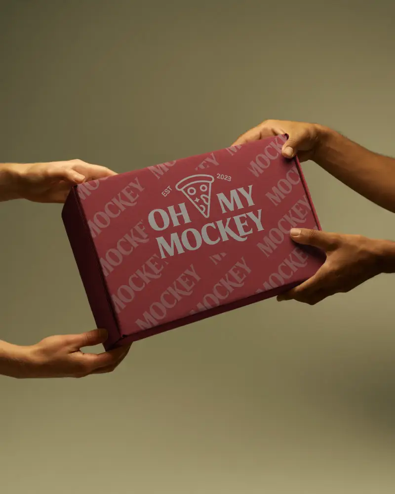 Premium Quality Rigid Box Mockup Hand To Hand Product Packaging Design Template