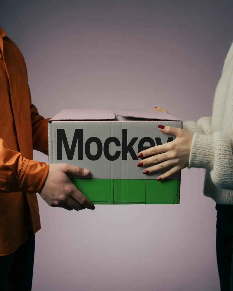 Product Shipping Cardboard Box Mockup Gift Delivery Courier Exchange Flatlay Studio Shot