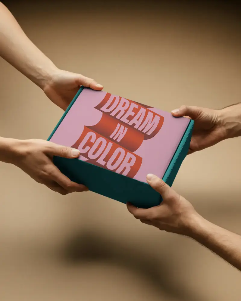 Realistic Personal Hand Gift Box Mockup Presentation For Marketing Brand Promotion