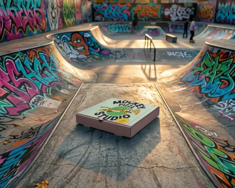 Urban Skatepark Inspired Box Mockup For Modern Retail Packaging And Advertising Assets