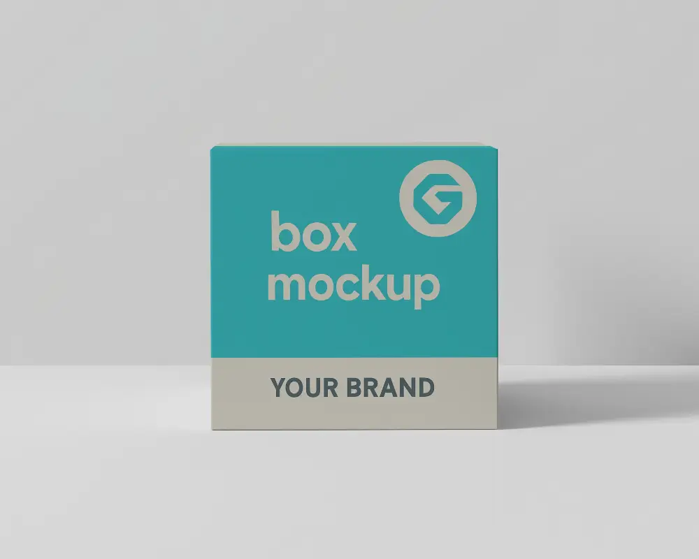 Cube Cardboard Box Mockup For Packaging In A Bright Studio Front View