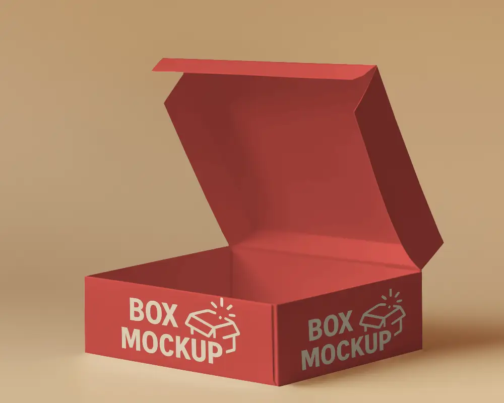 Elegant Open Packaging Box Mockup On Warm Beige Background With Soft Lighting 0120