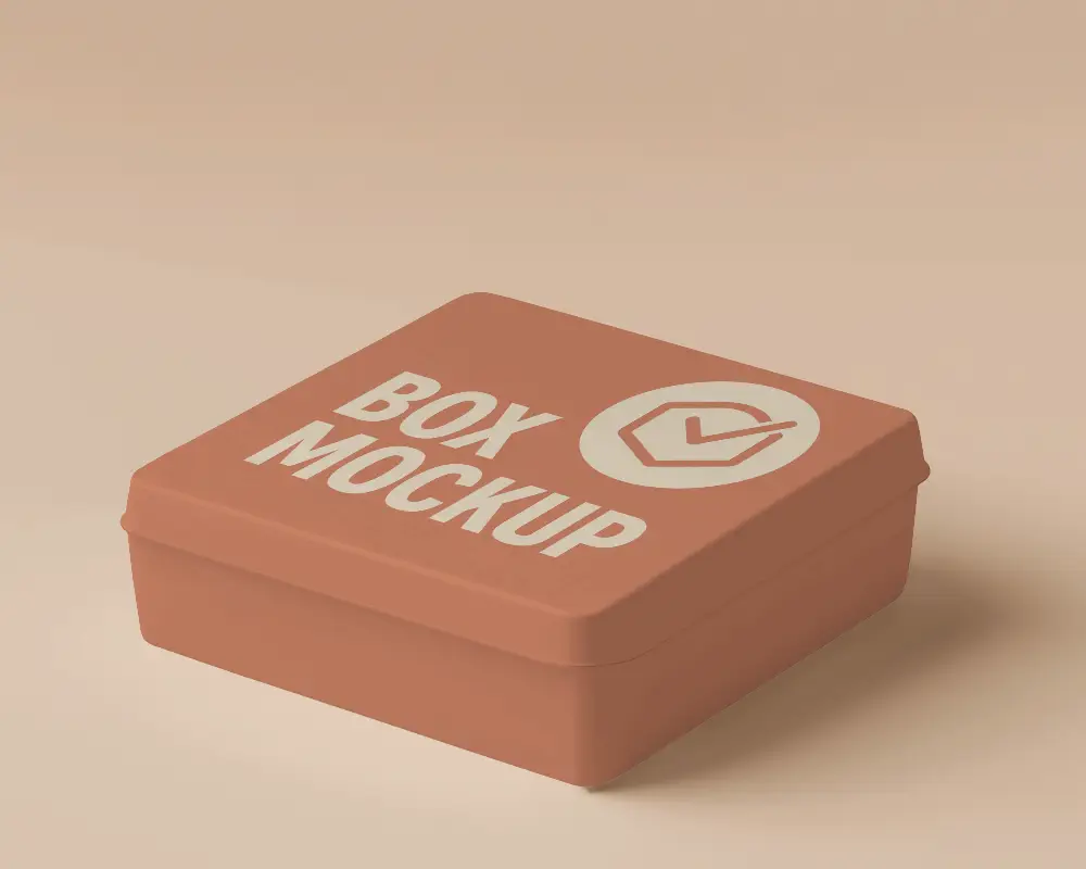 Elegant Square Box Mockup On Warm Beige Background With Soft Shadows Premium Packaging Design 0142