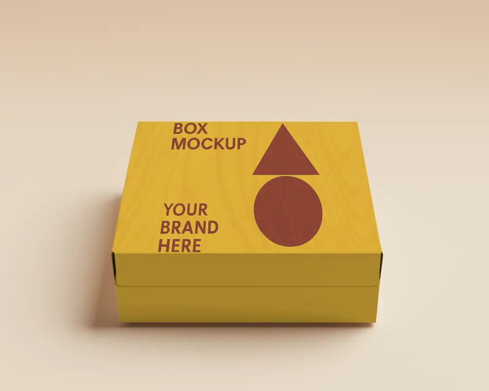 Elevated Packaging Box Mockup On Warm Beige Background With Subtle Shadows Minimal And Premium Presentation 0137