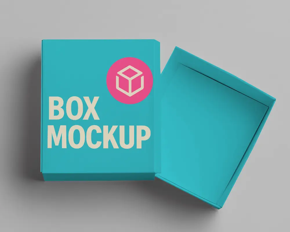 Minimal Open Box Mockup On Neutral Gray Background With Realistic Lighting And Shadows 0161