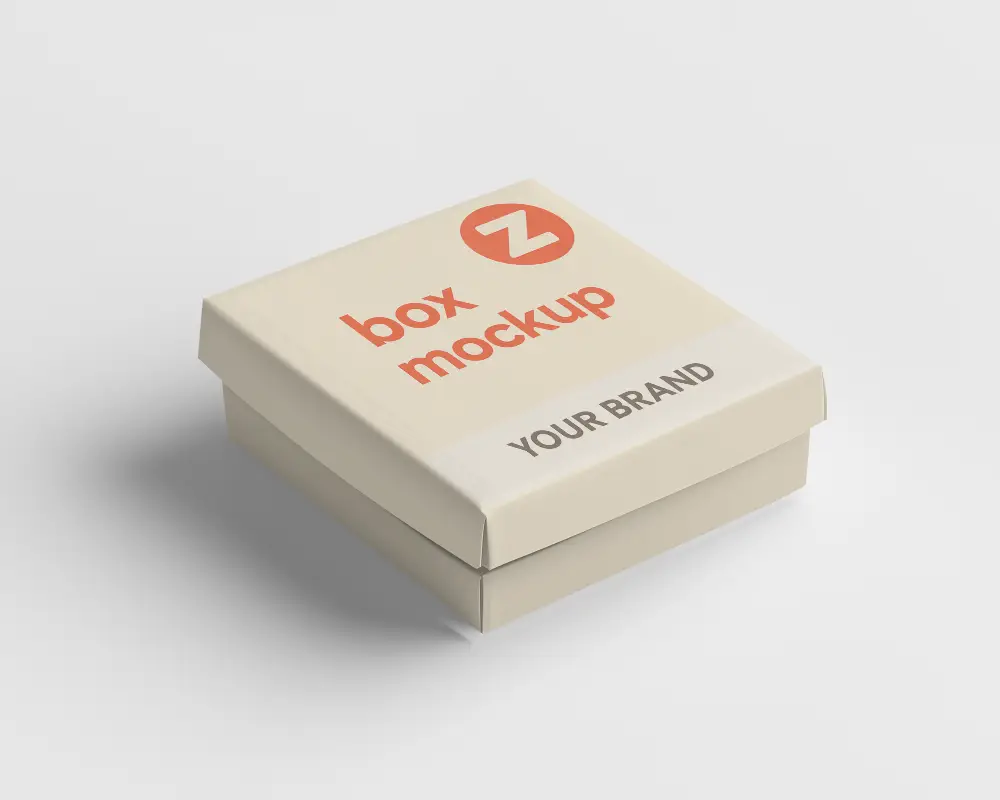 Minimalist Square Box Mockup On Clean White Background With Subtle Reflections Elegant Packaging Design 0143