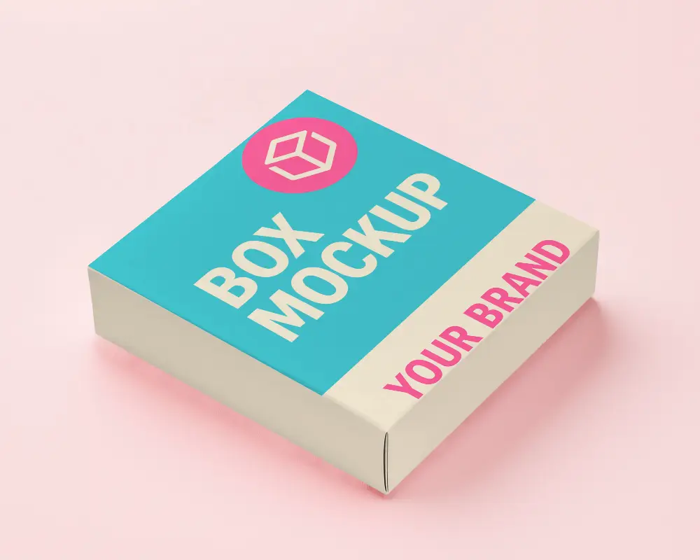 Minimalist Square Box Mockup Soft Pink Background Elegant Packaging Design 0101