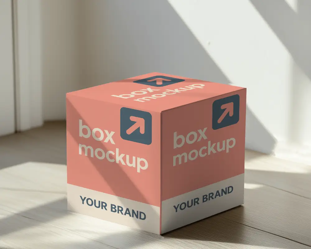 Minimalist Sunlit Packaging Box Mockup Near Window With Soft Shadows And Natural Light 0119