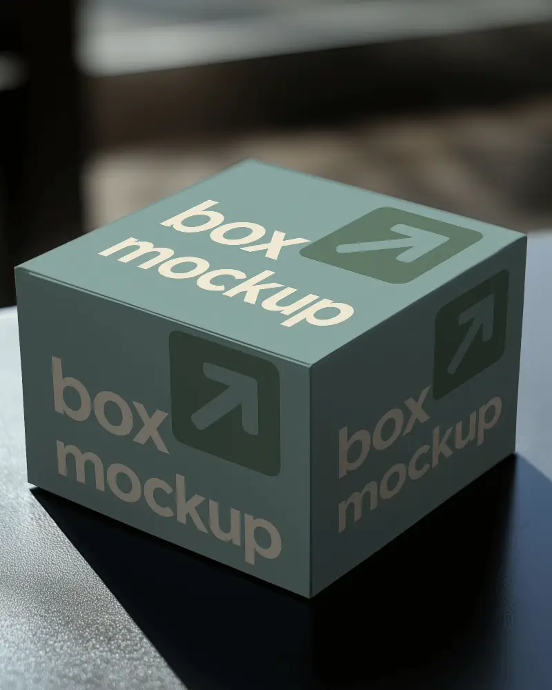 Moody Lighting Box Mockup Luxury Packaging On Dark Textured Surface With Contrasting Shadows And Highlights 0177