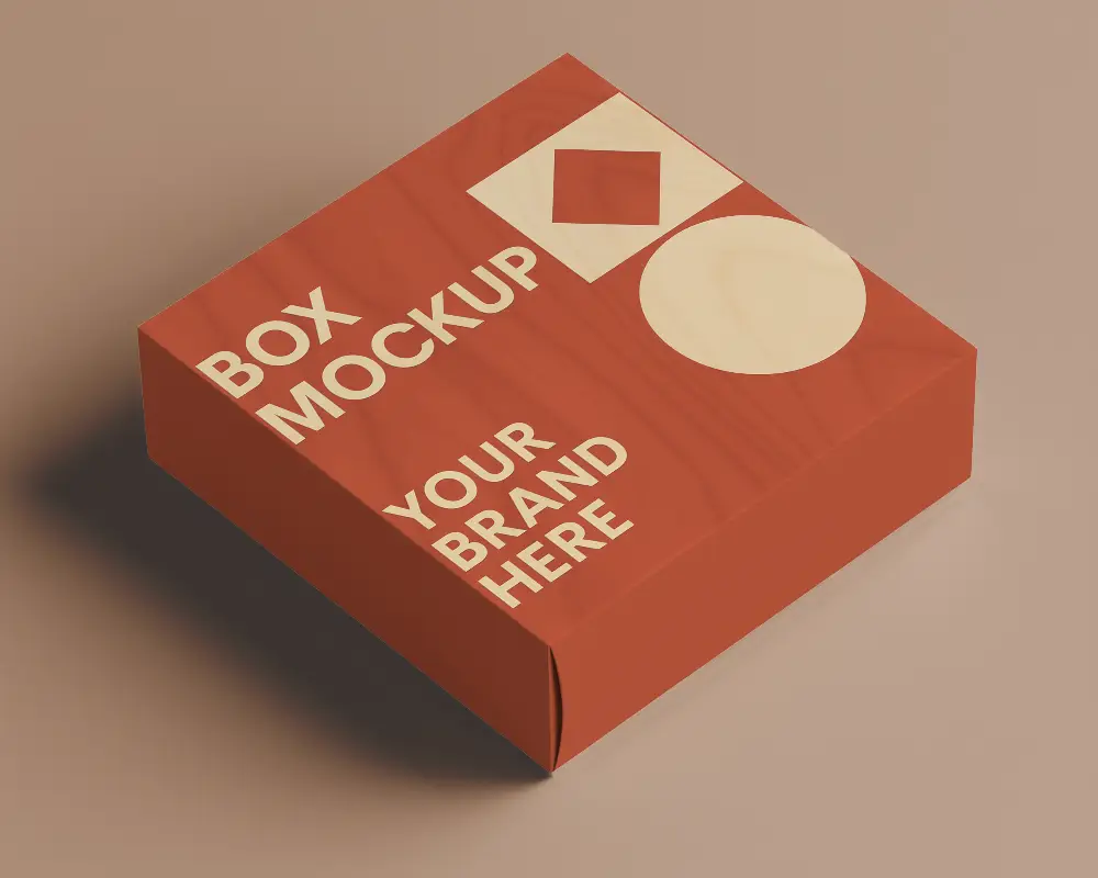 Neutral Toned Box Mockup Square White Packaging On Soft Beige Background Minimal And Elegant 086