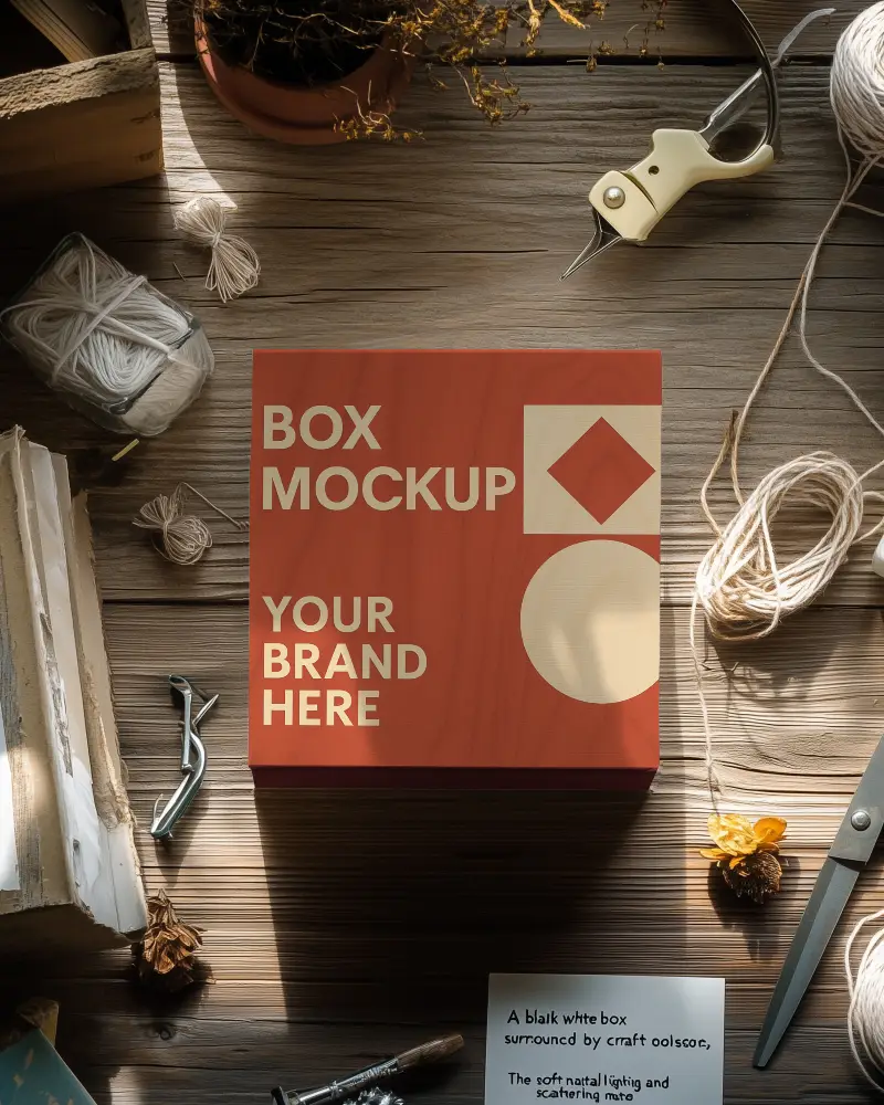 Rustic Wooden Box Mockup Background Textured Vintage Style Natural And Organic Aesthetic 067