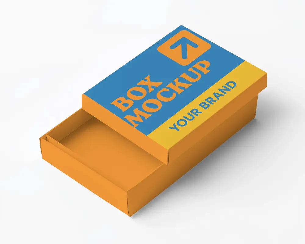 Sliding Drawer Box Mockup On Clean White Background With Subtle Shadows Modern Packaging Presentation 0145