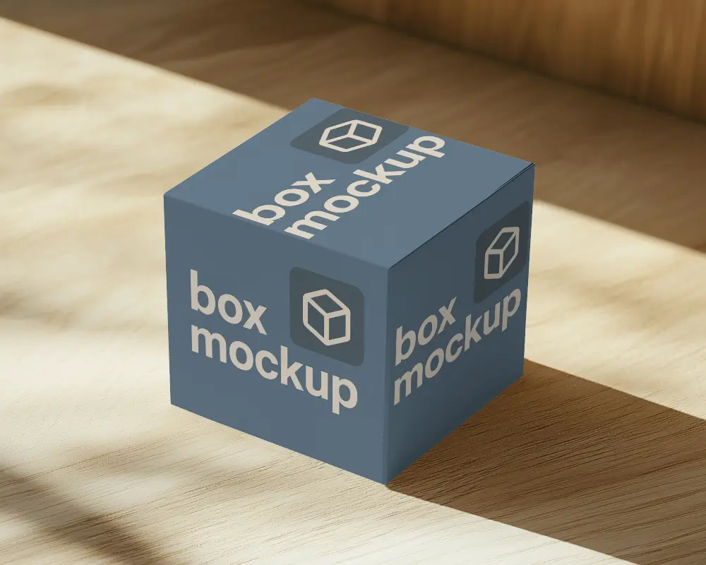 Sunlit Box Mockup Minimal Packaging Design On Wooden Surface With Soft Shadows Warm And Natural Feel 0116