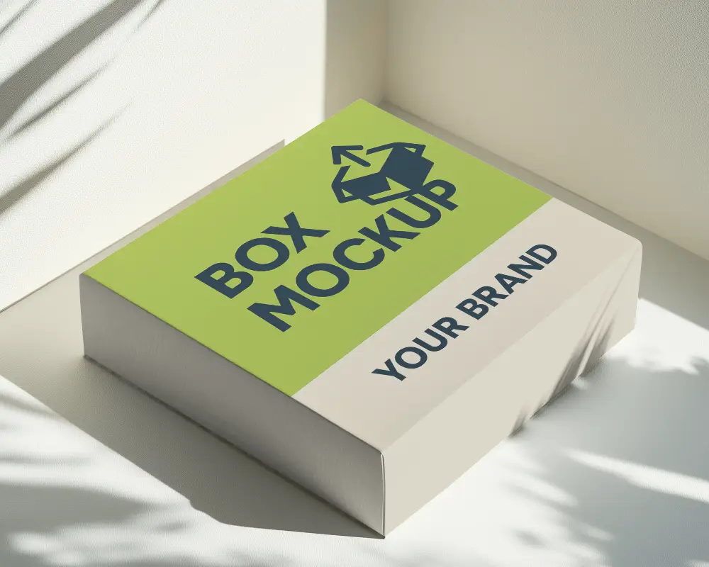 Sunlit Minimalist Packaging Mockup Premium White Box With Customizable Design In Soft Shadow Lighting Modern And Clean Branding 0104