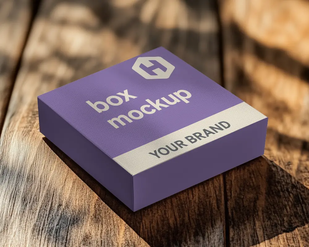 Sunlit Textured Box Mockup On Rustic Wooden Surface With Soft Shadows Warm And Natural Packaging Design 0148