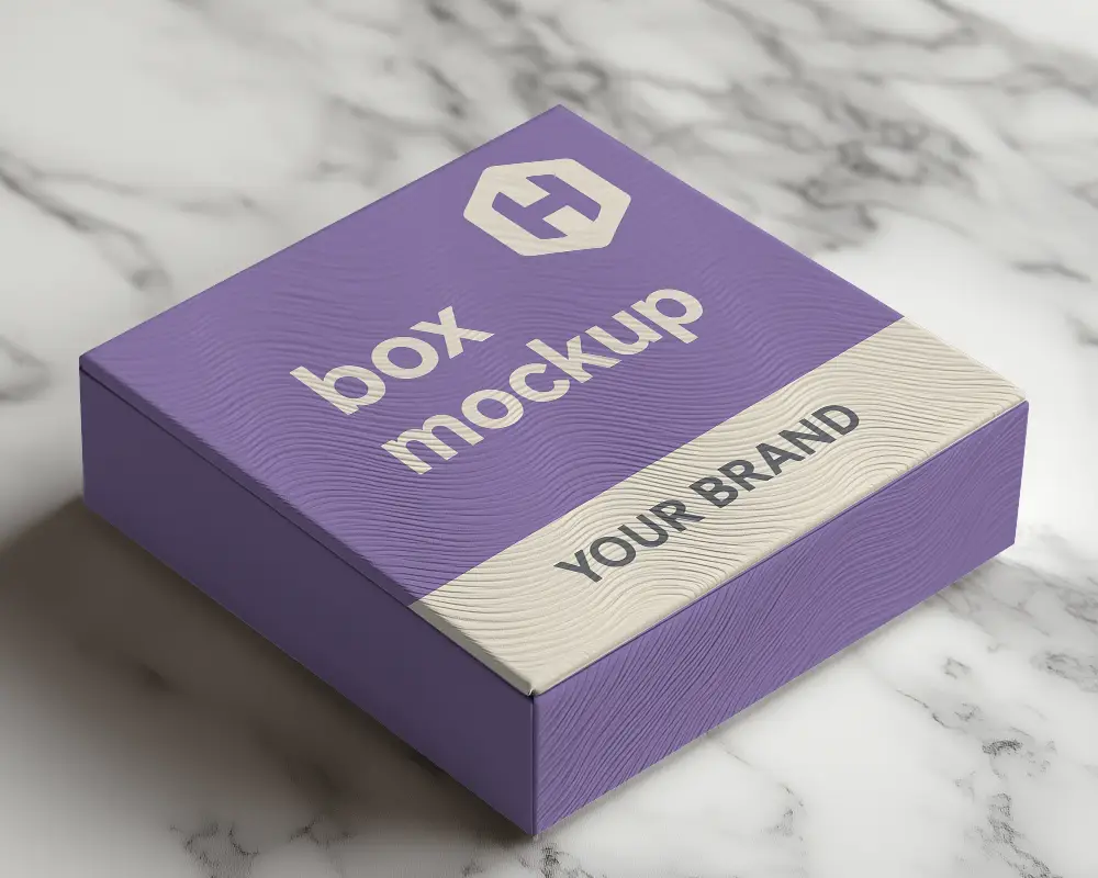 Textured Packaging Box Mockup White Box With Elegant Wavy Pattern Marble Background Luxury Branding Presentation 0110
