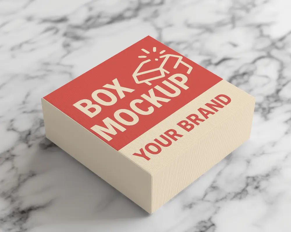 Textured Square Box Mockup Marble Background Luxury Packaging Design 0100