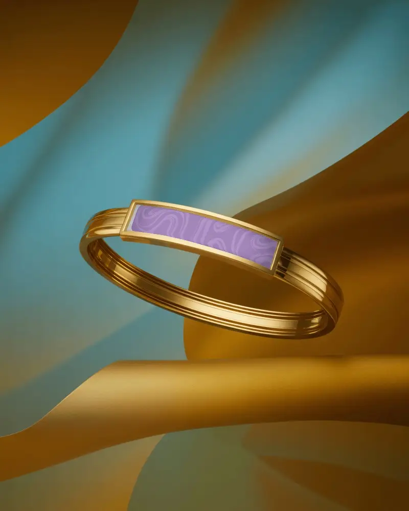 Golden Bracelet Mockup Floating On Silk Like Backdrop With Soft Light And Luxury Styling