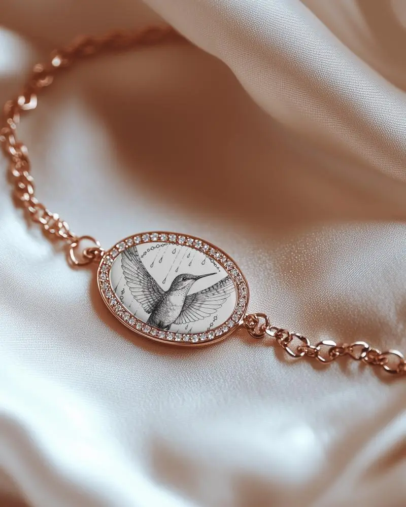 Rose Gold Bracelet Mockup On Soft Silk Closeup Of Detailed Luxury Jewelry With Elegant Light Glow 0121