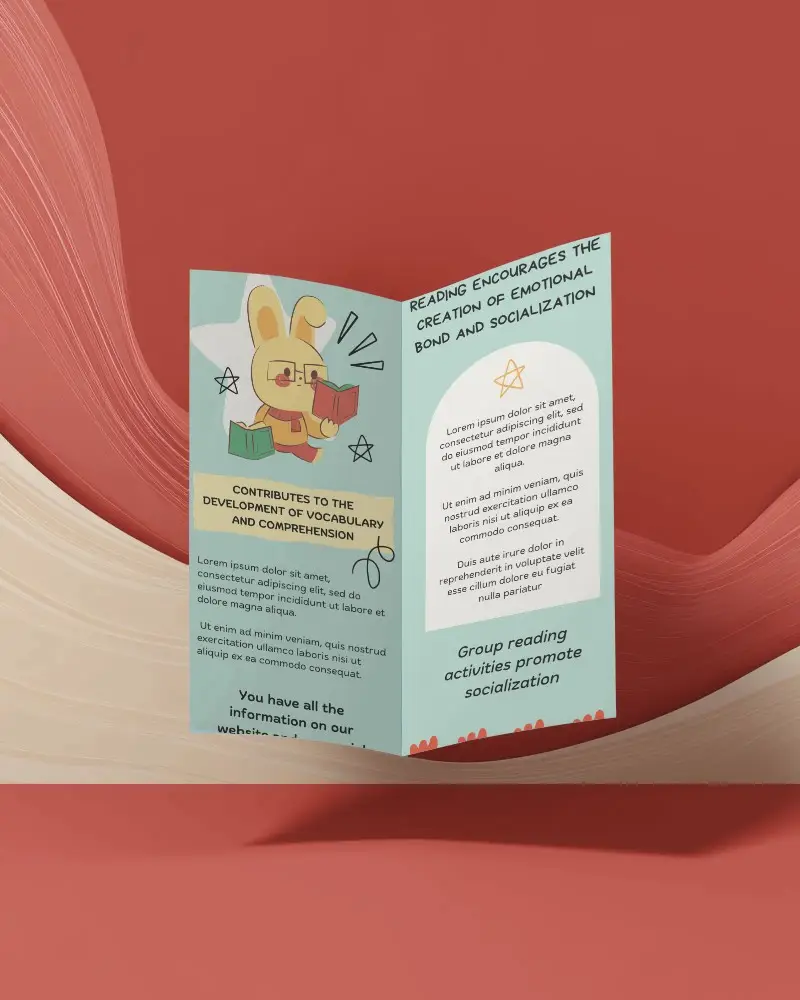 Minimalist Brochure Mockup Floating Over Abstract Background For Design Presentation Display